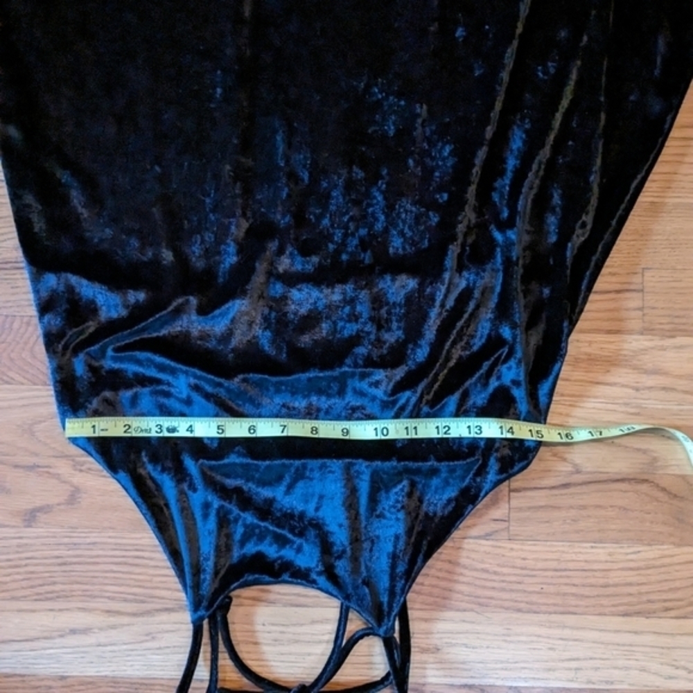 Alter'd State Small Black Crushed Velvet Spaghetti Strap Short Dress - Picture 7 of 9